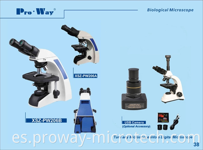 Microscopio binocular binocular LED profesional LED y actualización disponible (XSZ-PW206)